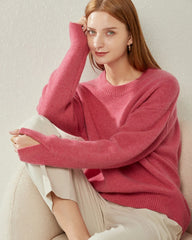Weit geschnittener Kaschmirpullover mit Rundhalsausschnitt
