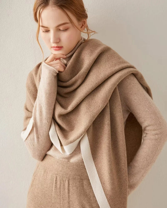 Luxiriöse Kaschmir Farbblock-Wickelschal