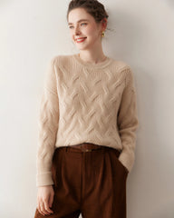 Luxus-Zopfmuster-Kaschmirpullover