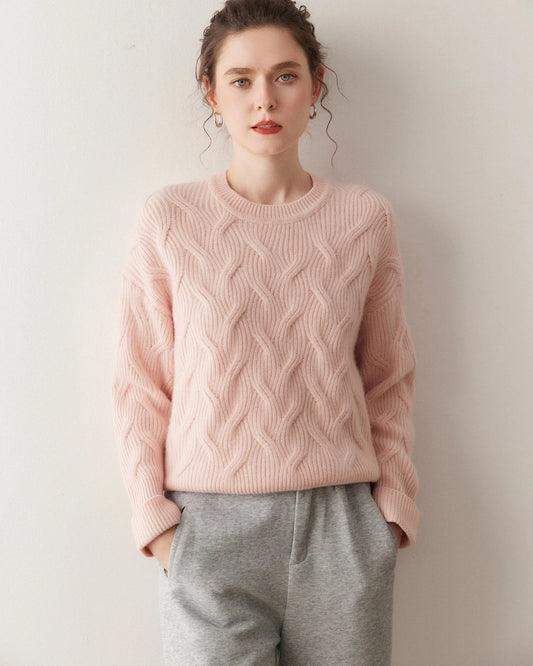Luxus-Zopfmuster-Kaschmirpullover
