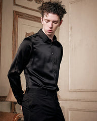 Herren-Seidenhemd mit langen Ärmeln – waschbar