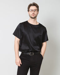 Männer weiches Seiden-T-Shirt in casual normale Passform