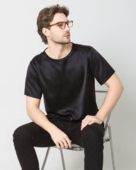 Männer weiches Seiden-T-Shirt in casual normale Passform