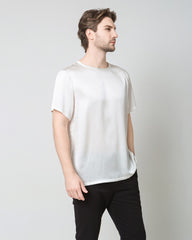 Männer weiches Seiden-T-Shirt in casual normale Passform