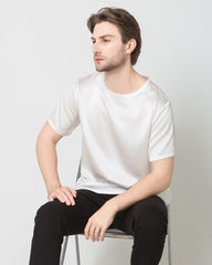 Männer weiches Seiden-T-Shirt in casual normale Passform