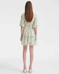 Frühjahrsmoos Paisley Seiden Minikleid