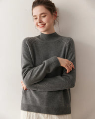 Zopfmuster-Kaschmirpullover mit Stehkragen