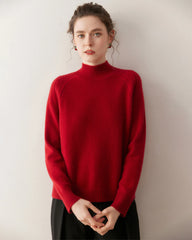 Zopfmuster-Kaschmirpullover mit Stehkragen