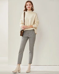 Kaschmir-Mock-Neck-Strickpullover mit Kabelmuster