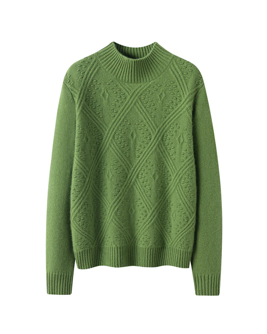 Rollkragen-Pullover aus Kaschmir mit Rautenmuster