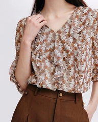Gänseblümchen Blumen Rüschen Seidenbluse