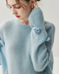 Oversize Seide-Kaschmir-Flower-Pullover