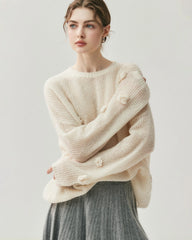 Oversize Seide-Kaschmir-Flower-Pullover