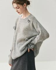 Oversize Seide-Kaschmir-Flower-Pullover