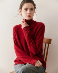 Übergroßer Damen-Kaschmirrollkragenpullover