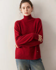 Übergroßer Damen-Kaschmirrollkragenpullover
