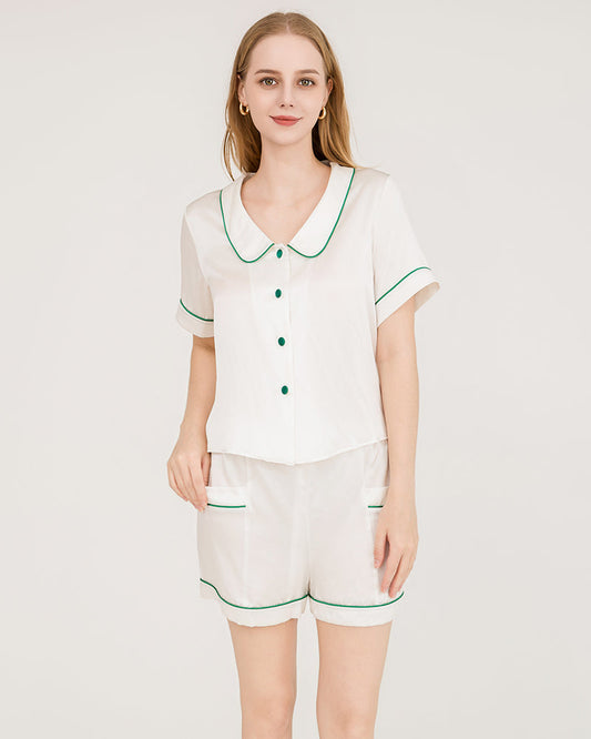Seiden-Pyjamas-Set mit gefütterten Shorts
