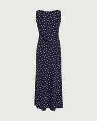 Polka-Dot Seiden-Midikleid mit Schrägschnitt und Rückenausschnitt im Cowl-Stil