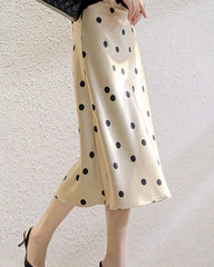 Polka Dot Seiden-Midi-Rock