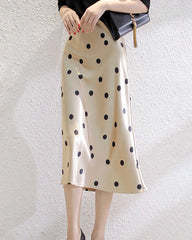 Polka Dot Seiden-Midi-Rock