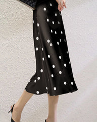 Polka Dot Seiden-Midi-Rock