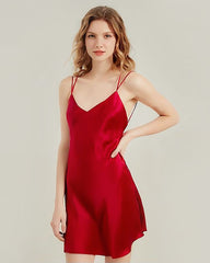 Seiden-Nachtkleid mit Kreuzrücken