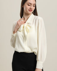 Reine Seiden-Damen-Bluse mit Krawattenknoten