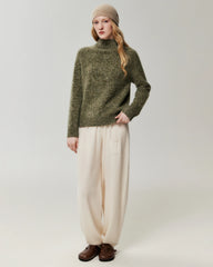 Pullover aus reinem Kaschmir mit Stehkragen und Raglanärmeln