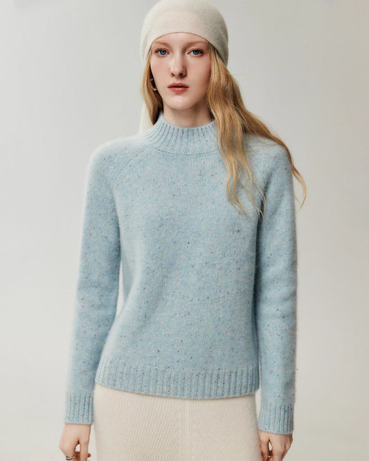 Pullover aus reinem Kaschmir mit Stehkragen und Raglanärmeln
