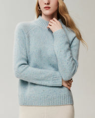 Pullover aus reinem Kaschmir mit Stehkragen und Raglanärmeln