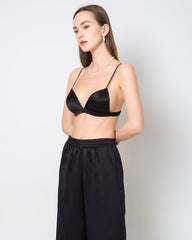 Drahtloser 100% Seiden-Satin-BH mit weichem, atmungsaktivem Kragen