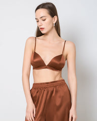 Drahtloser 100% Seiden-Satin-BH mit weichem, atmungsaktivem Kragen