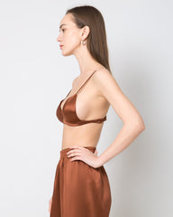 Drahtloser 100% Seiden-Satin-BH mit weichem, atmungsaktivem Kragen