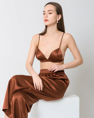 Drahtloser 100% Seiden-Satin-BH mit weichem, atmungsaktivem Kragen