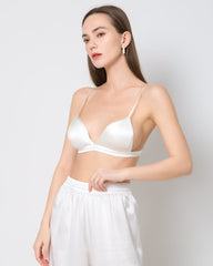 Drahtloser 100% Seiden-Satin-BH mit weichem, atmungsaktivem Kragen