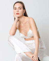 Drahtloser 100% Seiden-Satin-BH mit weichem, atmungsaktivem Kragen