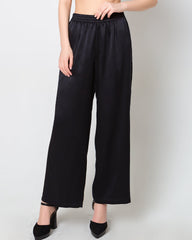 Damen Seiden-Satin Breitbeinige Hosen