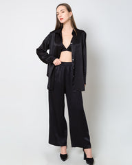 Damen Seiden-Satin Breitbeinige Hosen