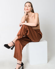 Damen Seiden-Satin Breitbeinige Hosen