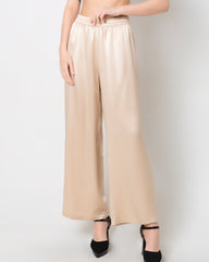 Damen Seiden-Satin Breitbeinige Hosen