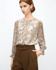 Rose Skizze Blumen Seidenbluse