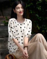 Seidenbluse mit Punkten