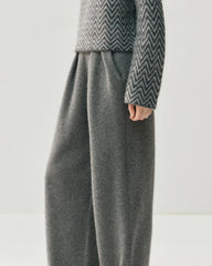 Gerade Kaschmir-Wollhose mit Raffung