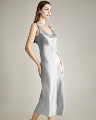 Seiden Slip Kleid Midi mit Scoop Neck