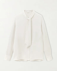 Seidenbluse mit Schleife und langen Ärmeln