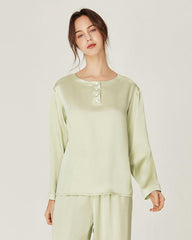 Seidenes Pyjamas-Set mit rundem Kragenoberteil
