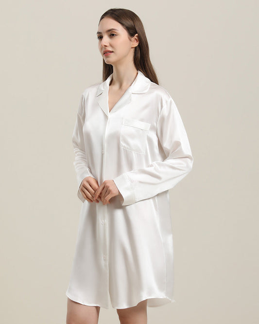 Seidenhemd-Pyjama-Schlafwäsche im Pipingschnittstil
