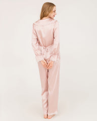 22 Momme Seiden-Pyjamas-Set mit Häkel- und Wellblech-Ärmelabschlüssen