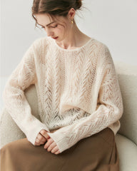 Pullover mit Rundhalsausschnitt aus Seiden-Kaschmir-Mix