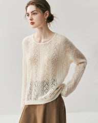 Pullover mit Rundhalsausschnitt aus Seiden-Kaschmir-Mix